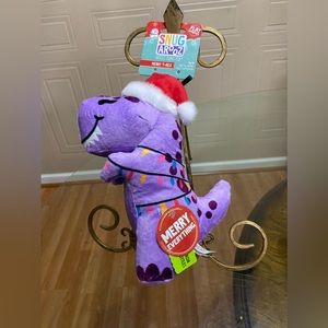CSnug Arooz Merry T-Rex Clinker With Squeaker And Santa’s Hat 9.5”